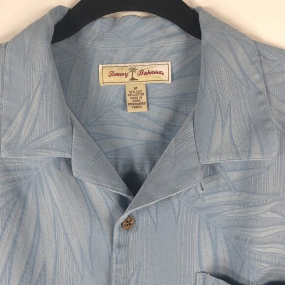 Tommy Bahama SILK Blend SS PALM FERN Print Button up Shirt Textured Size M - Picture 7 of 13